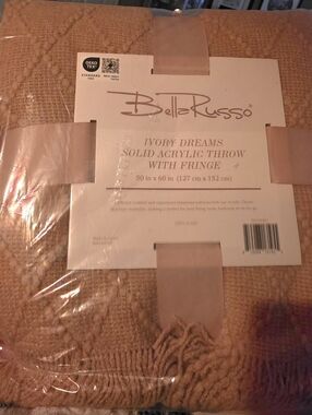 Bella Russo Ivory Dreams Solid Acrylic Throw with Fringe